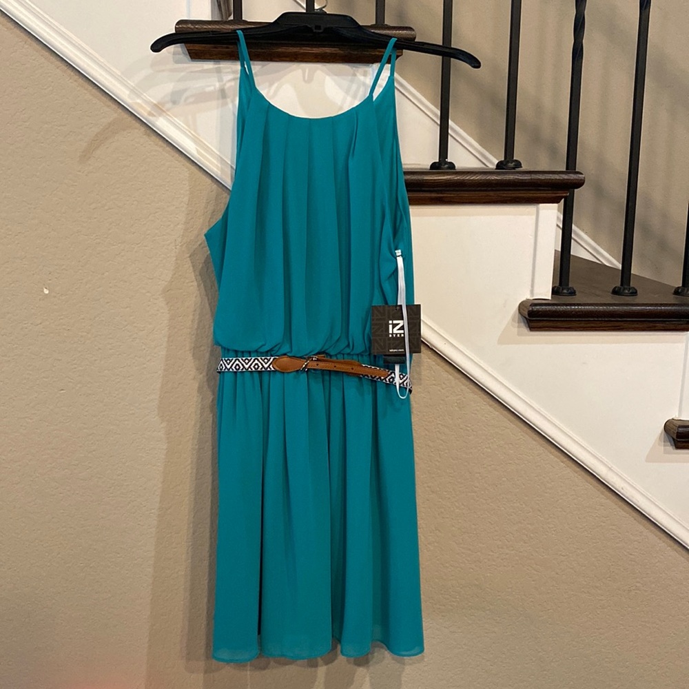 Teal green sundress with belt